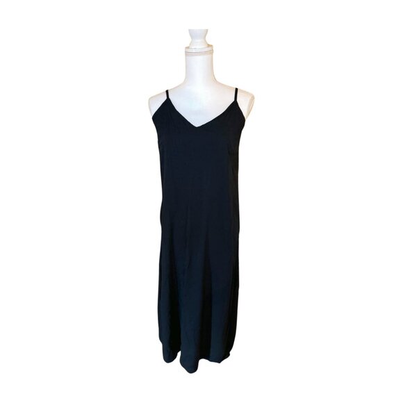 Old Navy Black Linen-Blend Midi Slip Dress – Size Medium (Preloved) - Picture 1 of 4